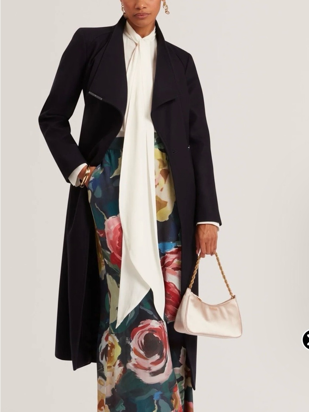 NWT Ted Baker Rosell Wool Blend Wrap Coat Navy size 6